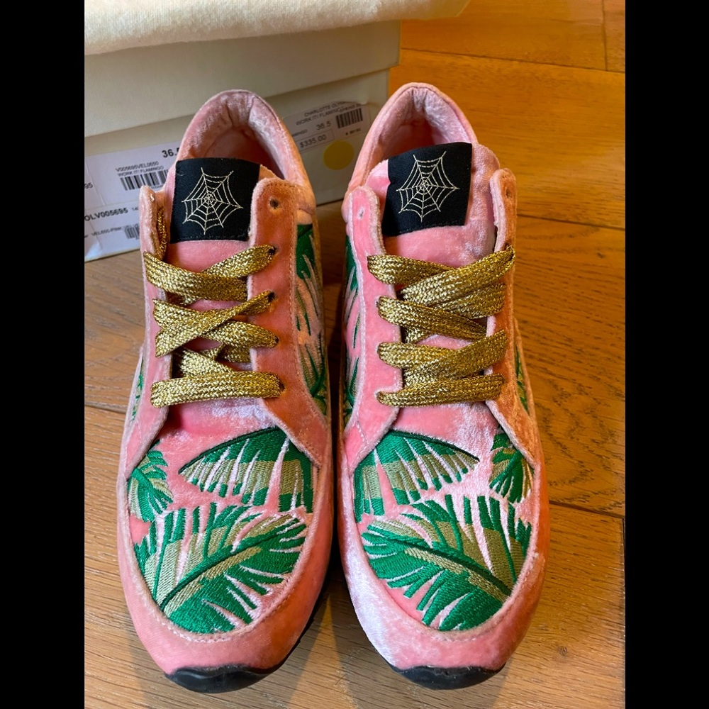 NWT box/storage bag Amazing Charlotte Olympia Flamingo Sneakers